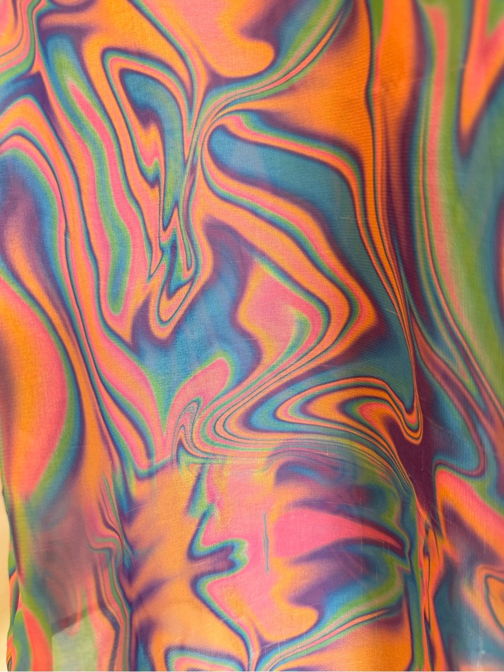 UNIF Melt Button Up Shirt Psychedelic Marble Sheer Swirl Print Size XS GUC - Picture 7 of 9